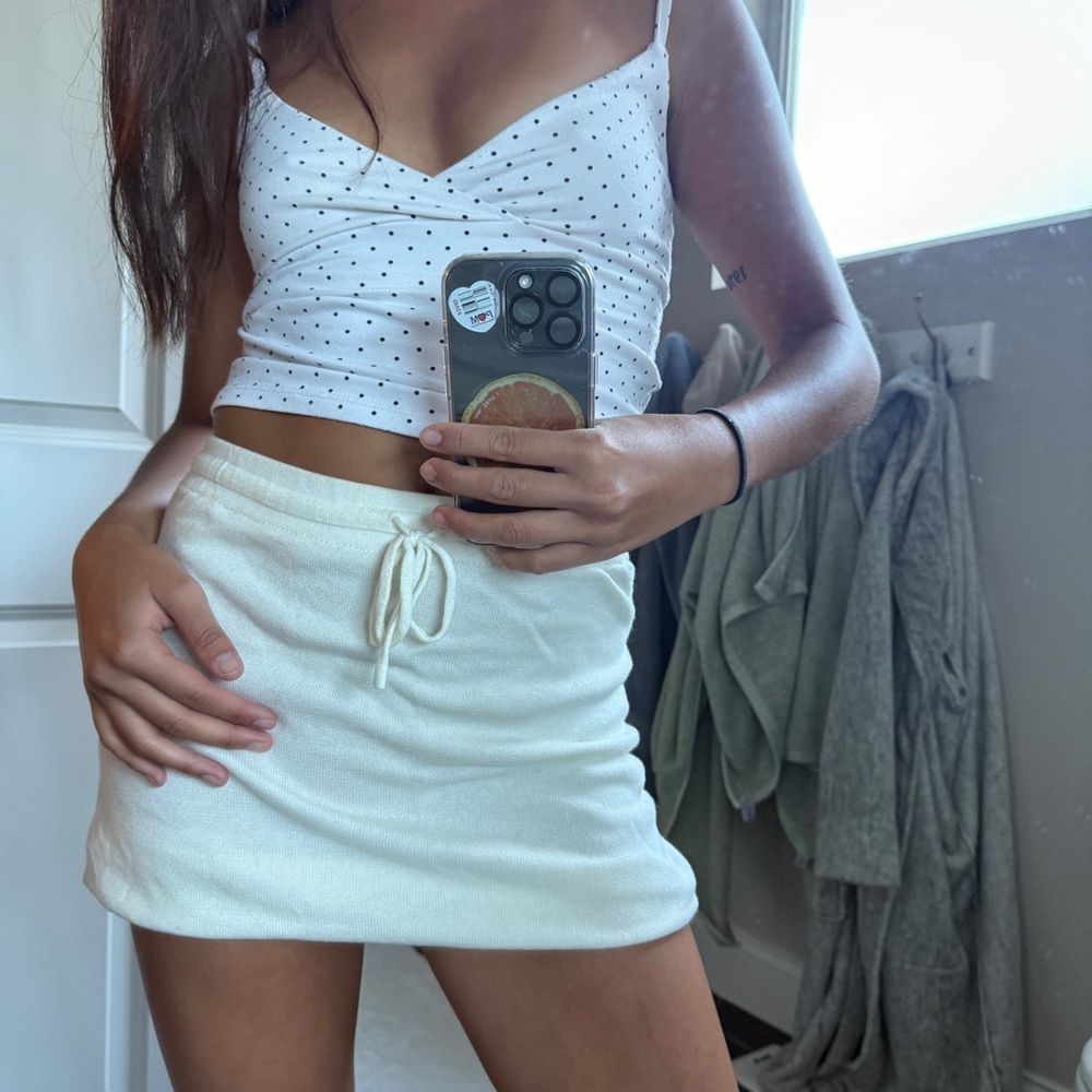 Princess Polly Cream Tie Front Mini Skirt